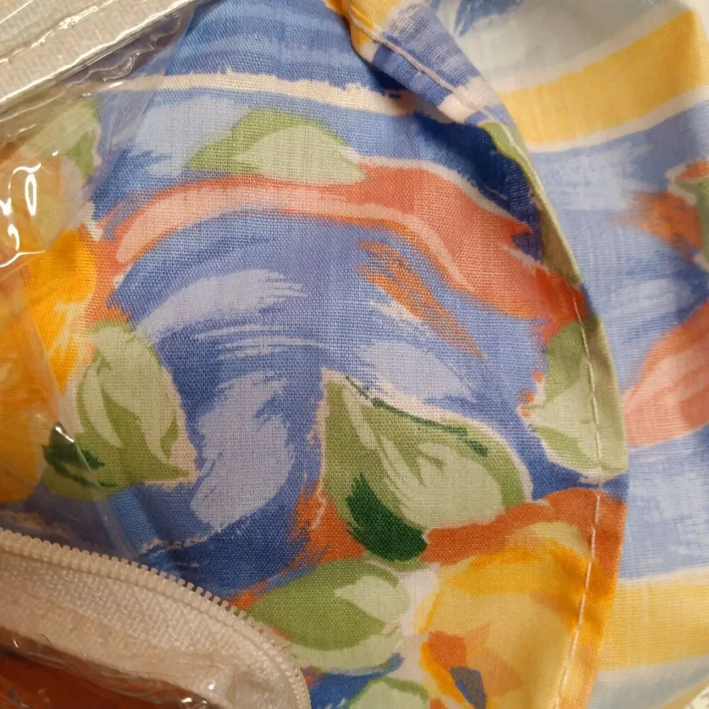 New Croscill Fiesta Yellow Blue Rose Floral Blouson Valance 15 x 88